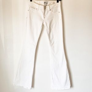 Express White denim flare leg pants